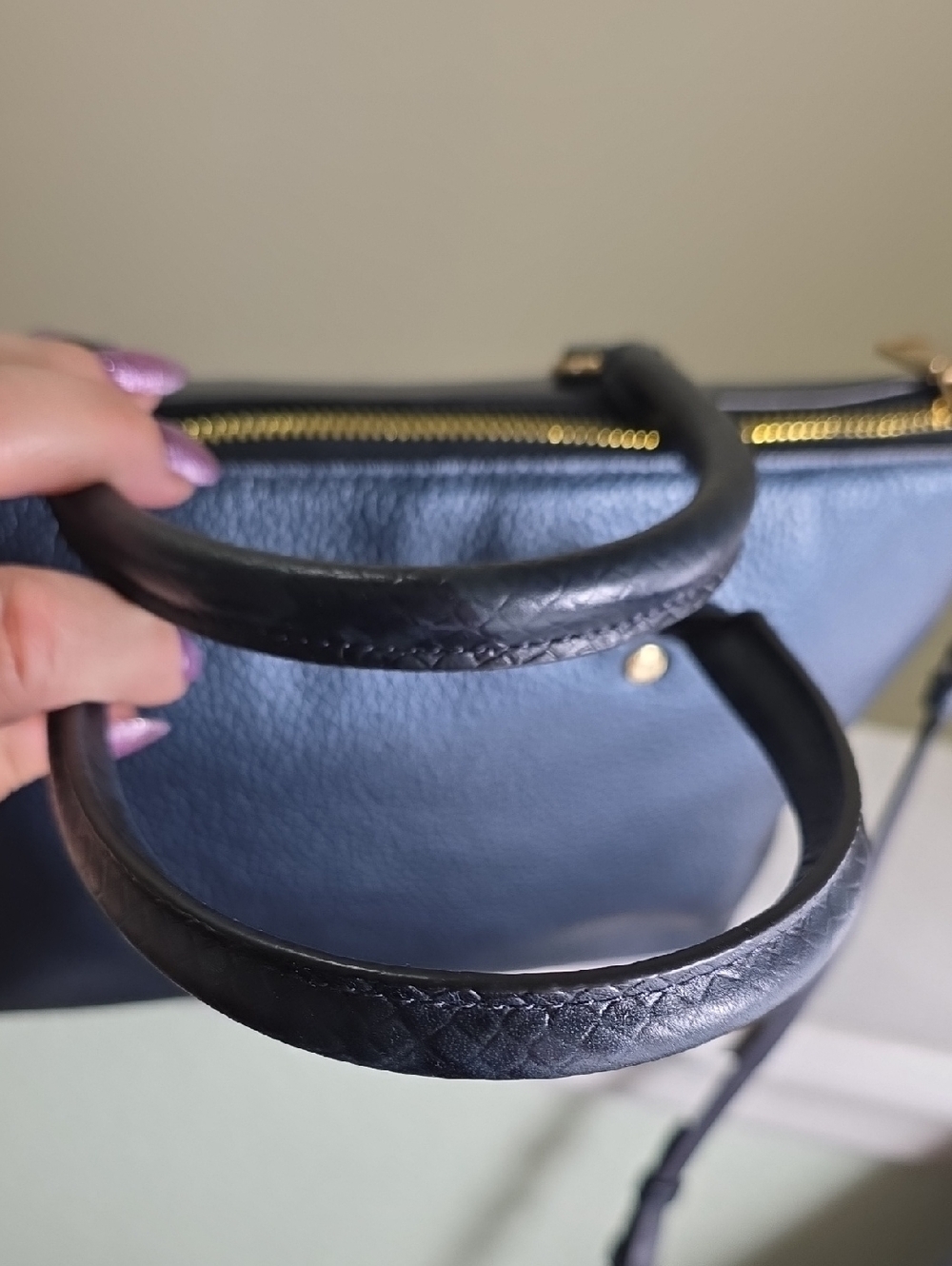 COACH F38877 Mini Emma Satchel/Crossbody In Metallic Navy NWOT - Picture 12 of 17